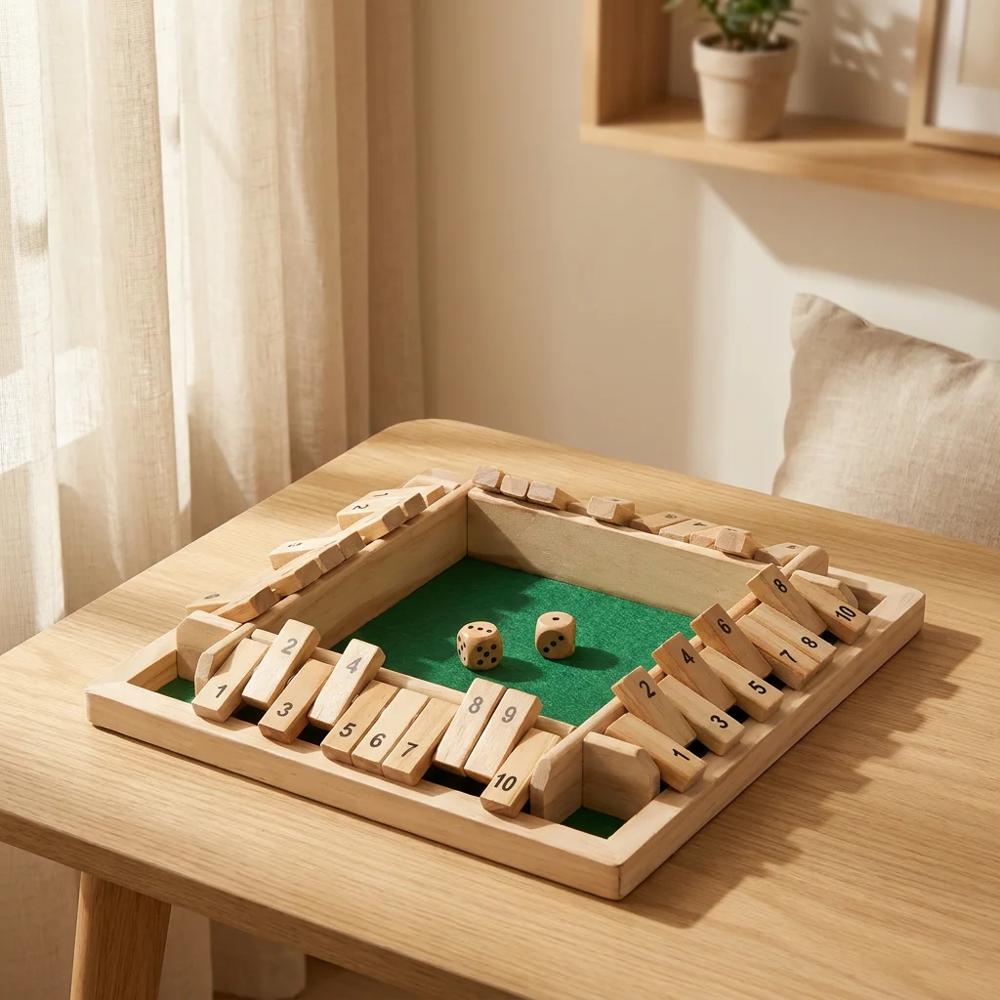 Wooden shut the box game