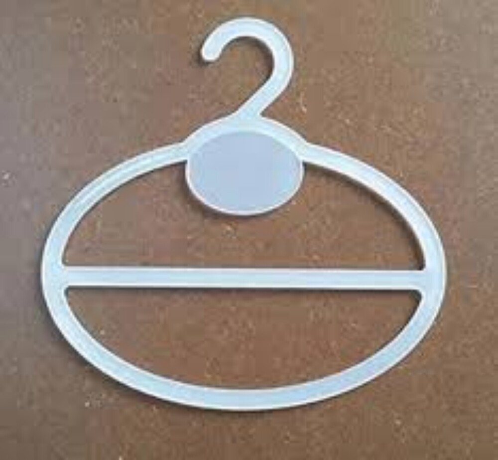 Oval Shape Hanger - Inner Length 12cm, Centre Bar Width 3.5cm, Top To Bottom 13cm | Black Plastic, Custom Logo Print Available In All Colours