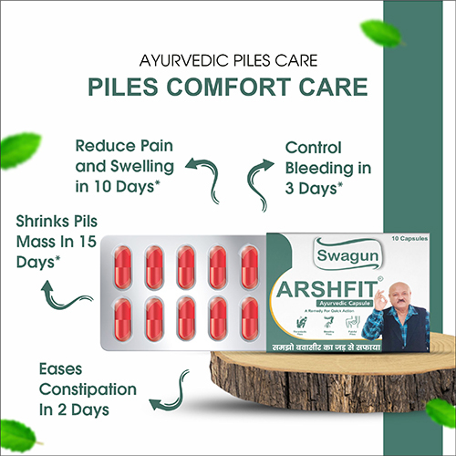 Arshfit Capsule - Ayurvedic Herbal, Natural Color, 30 Capsules | Anti-inflammatory, Hemostatic For Piles Relief