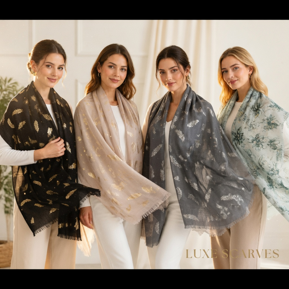 Merino Wool Foil Printed Stoles