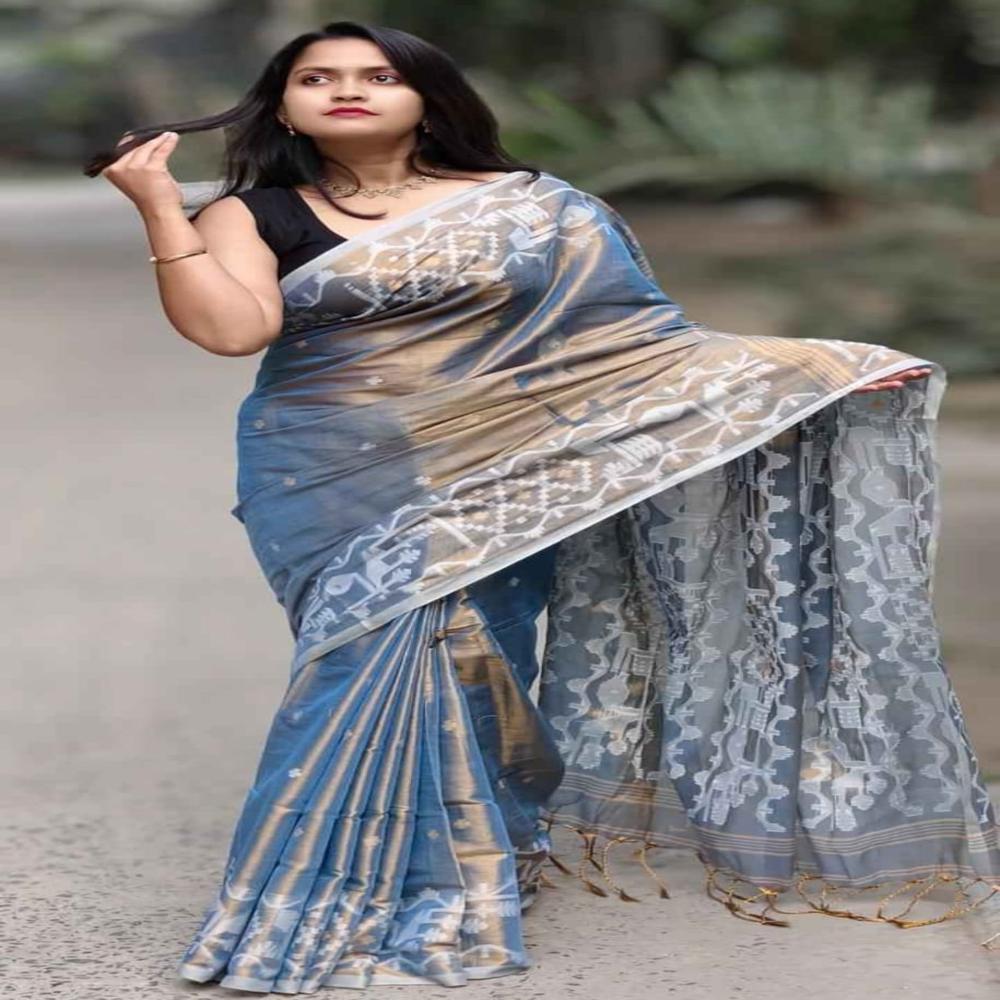 Slub Cotton Shuly Embroidery Saree