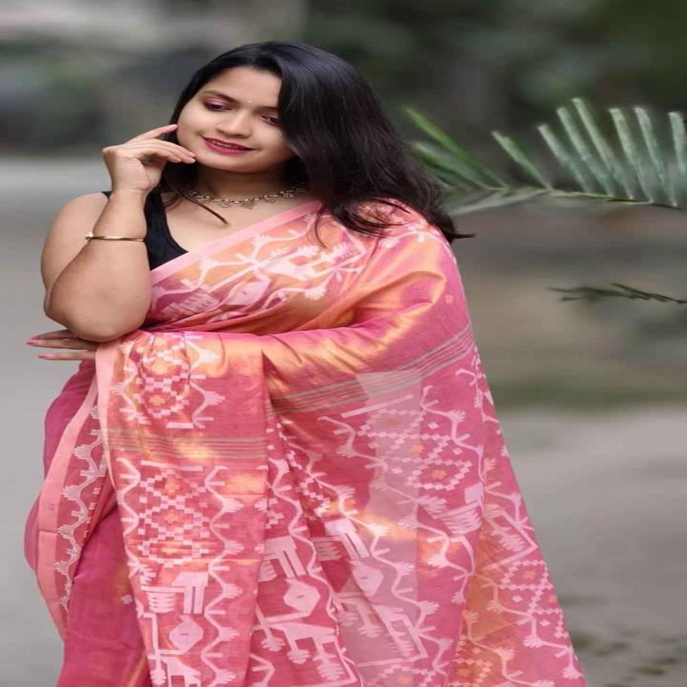 Slub Cotton Shuly Embroidery Saree