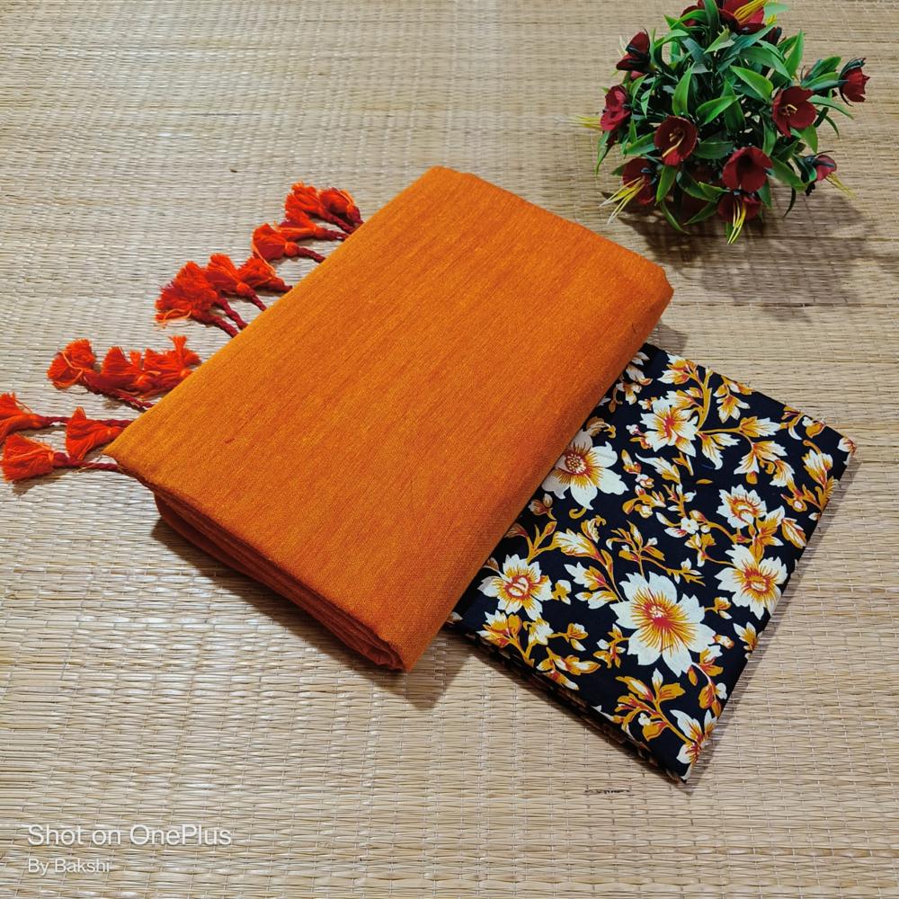 Khadi Cotton Saree With Bp - Color: All Colours