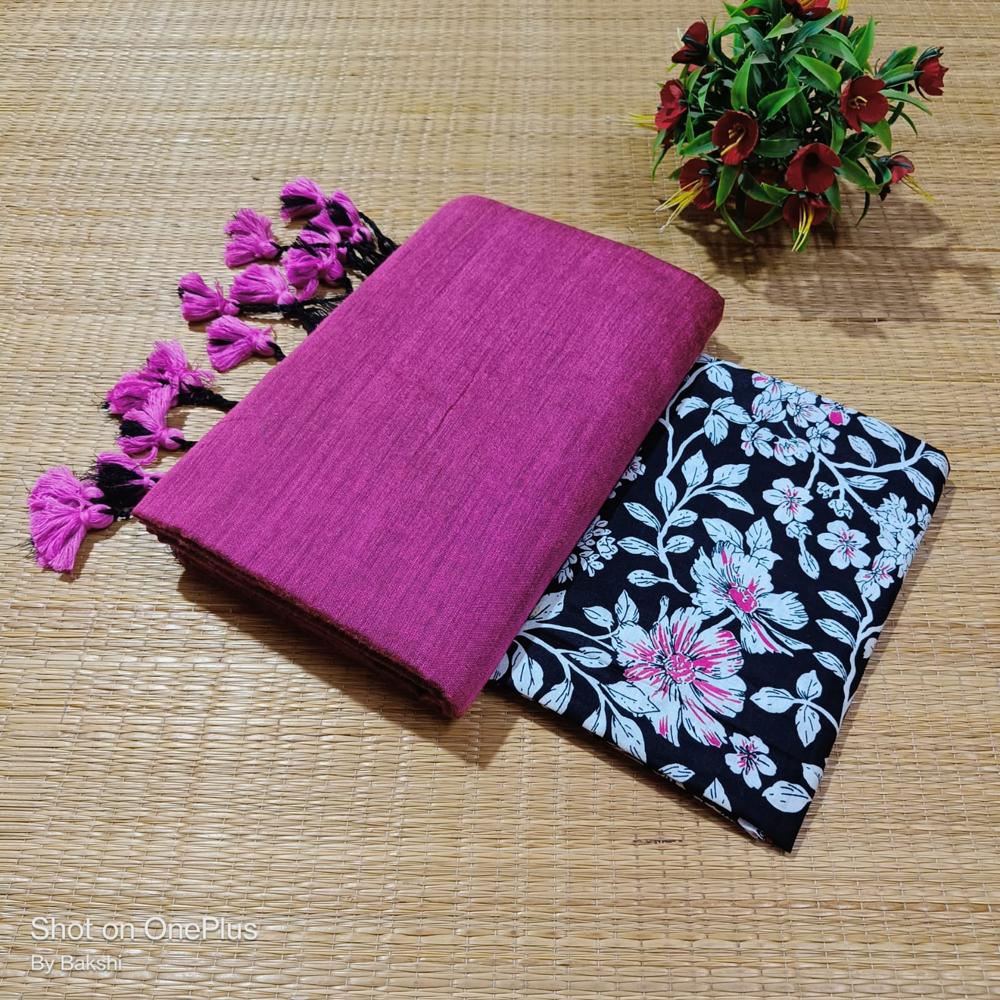 Khadi cotton saree with bp
