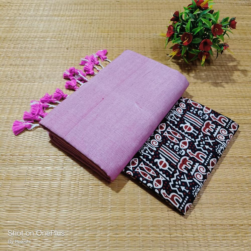 Khadi cotton saree with bp