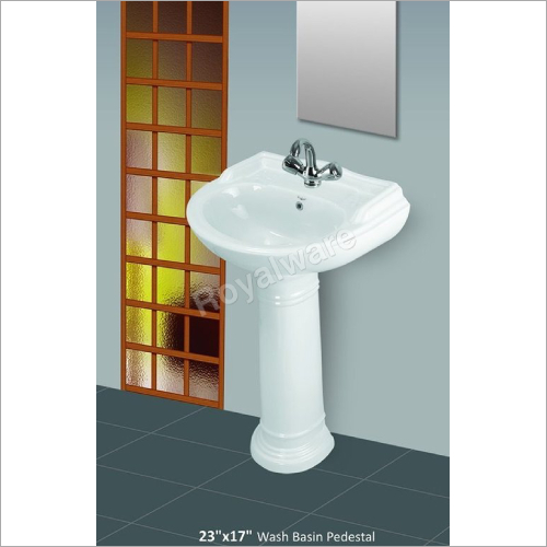 Round Pedestal Basin - Ceramic, 15-25 Inch, White | Durable, Floor Mounted, Vitrified Body, One Piece Structure