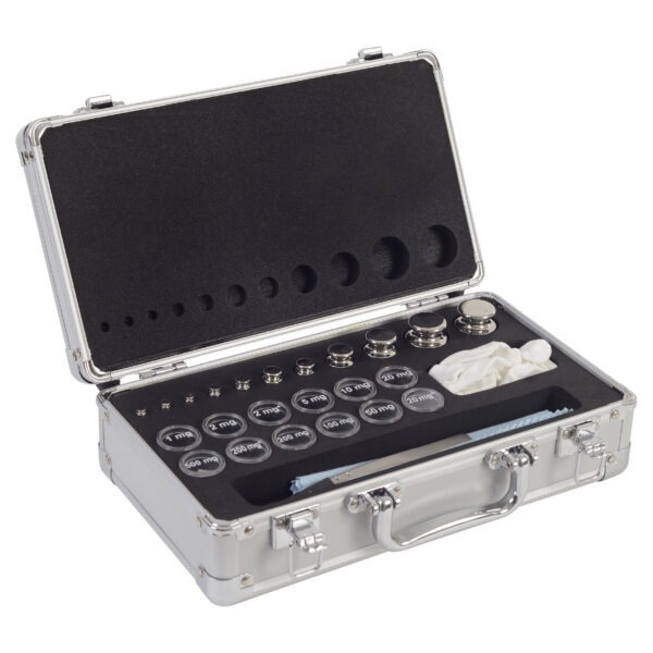 E2 Class Standard Weight Box - Stainless Steel Weights 1mg-1kg, Lacquer-Coated Hardwood Box, OIML R111-1:2004 E2 Accuracy