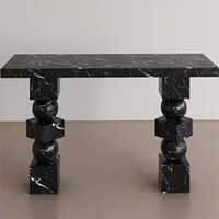 Marble Console Table - Natural Marble & Gold Stainless Steel Base, 120x35x80 Cm, Polished Finish, Geometric Open Leg