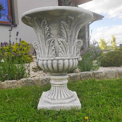 Marble Flower Pot - Natural Marble, 18-24 Inch, White With Gray Veins | Handcrafted, Polished, Uv Resistant, Classic Urn Shape