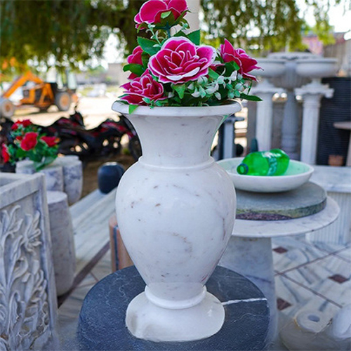 Marble Flower Pot - Natural Marble, 18-24 Inch, White With Gray Veins | Handcrafted, Polished, Uv Resistant, Classic Urn Shape