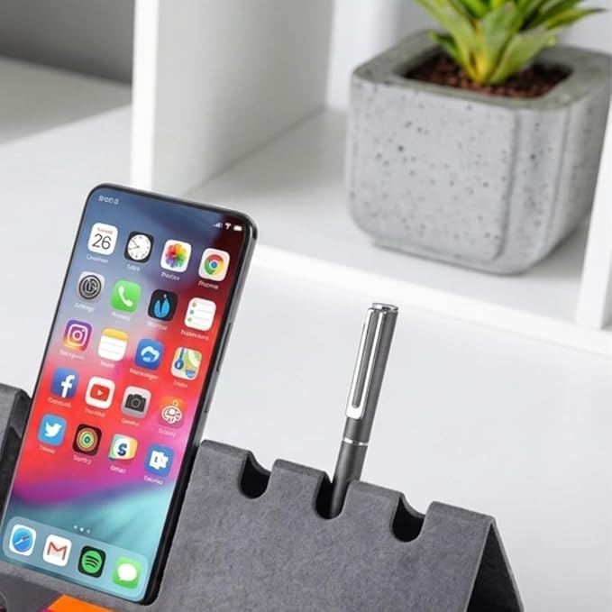 Multifunctional Felt Desk Organizer with Integrated Pen & Phone Stand, Planner & Sticky Notes