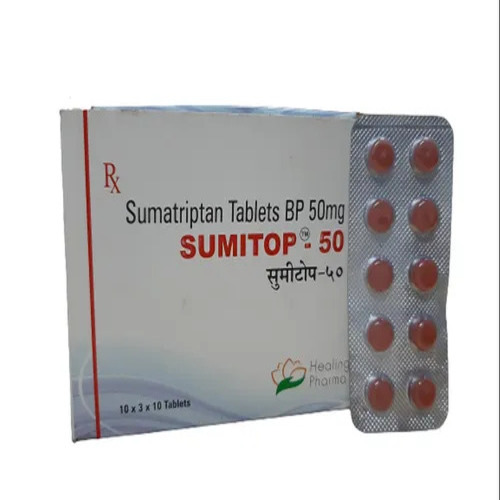 Sumitop Sumatriptan 50mg Tablet, Migraine Treatment Medicine 