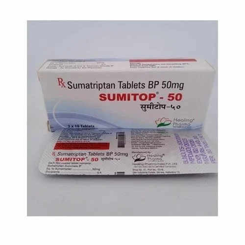 Sumitop Sumatriptan 50mg Tablet, Migraine Treatment Medicine 