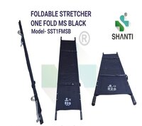 Single Fold Stretcher - Mild Steel, 205x52x15 Cm, Orange Canvas | Fire-retardant, Portable, Rust Resistant, Reinforced Side Bars