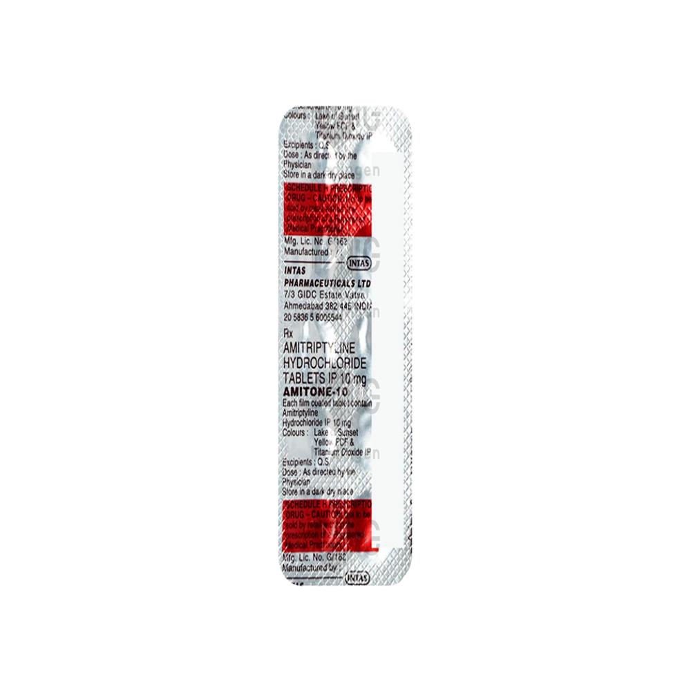 Amitone Amitriptyline 10mg Tablet, Antidepressant & Neuropathic Pain Treatment Medicine