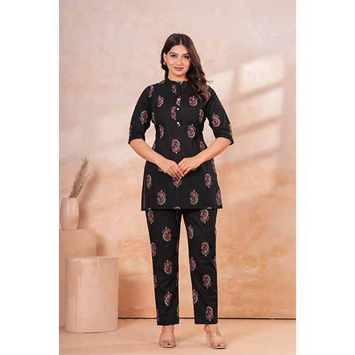 Noor Black Floral Feeding Maternity CO-ORD Set