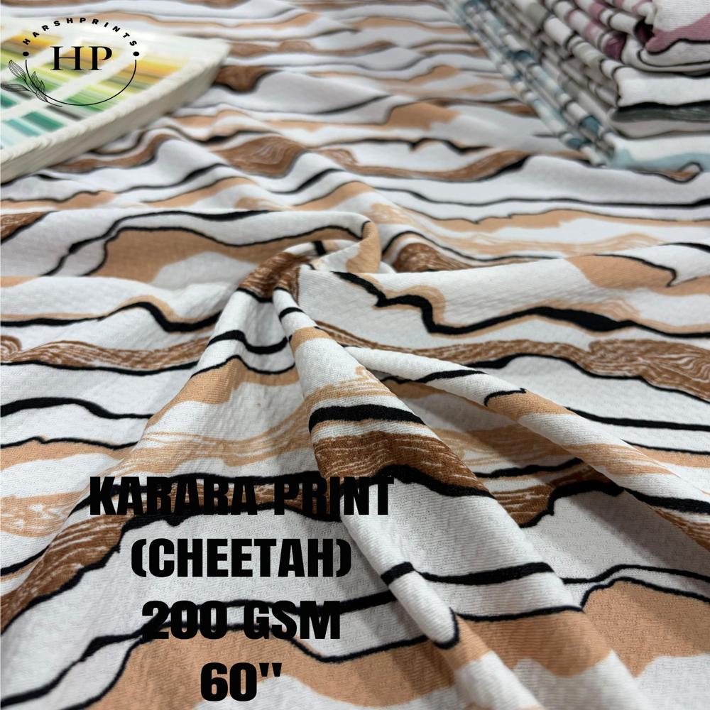 KARARA Print (Cheetah) 200 GSM Structured Knit Polyester Lycra Fabric for T-Shirts & Co-Ord Sets