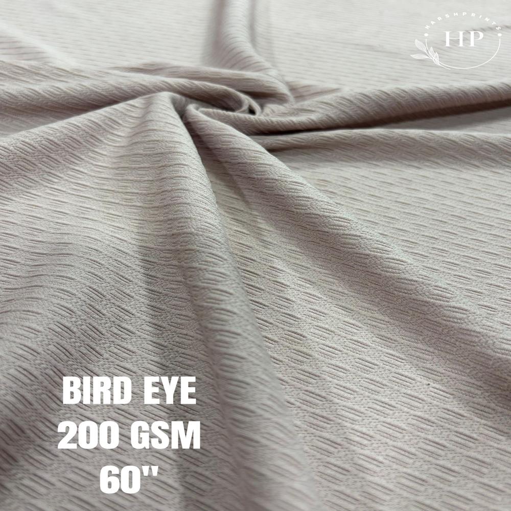 Bird Eye 190 GSM Structured Knit Polyester Lycra Fabric for T-Shirts & Co-Ord Sets