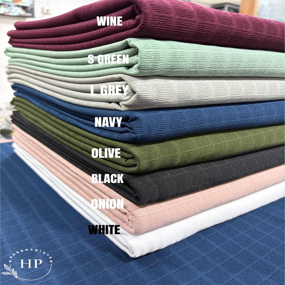 Biscuit Pie Structured Knit 190 GSM Polyester Lycra Fabric for T-Shirts & Co-Ord Sets