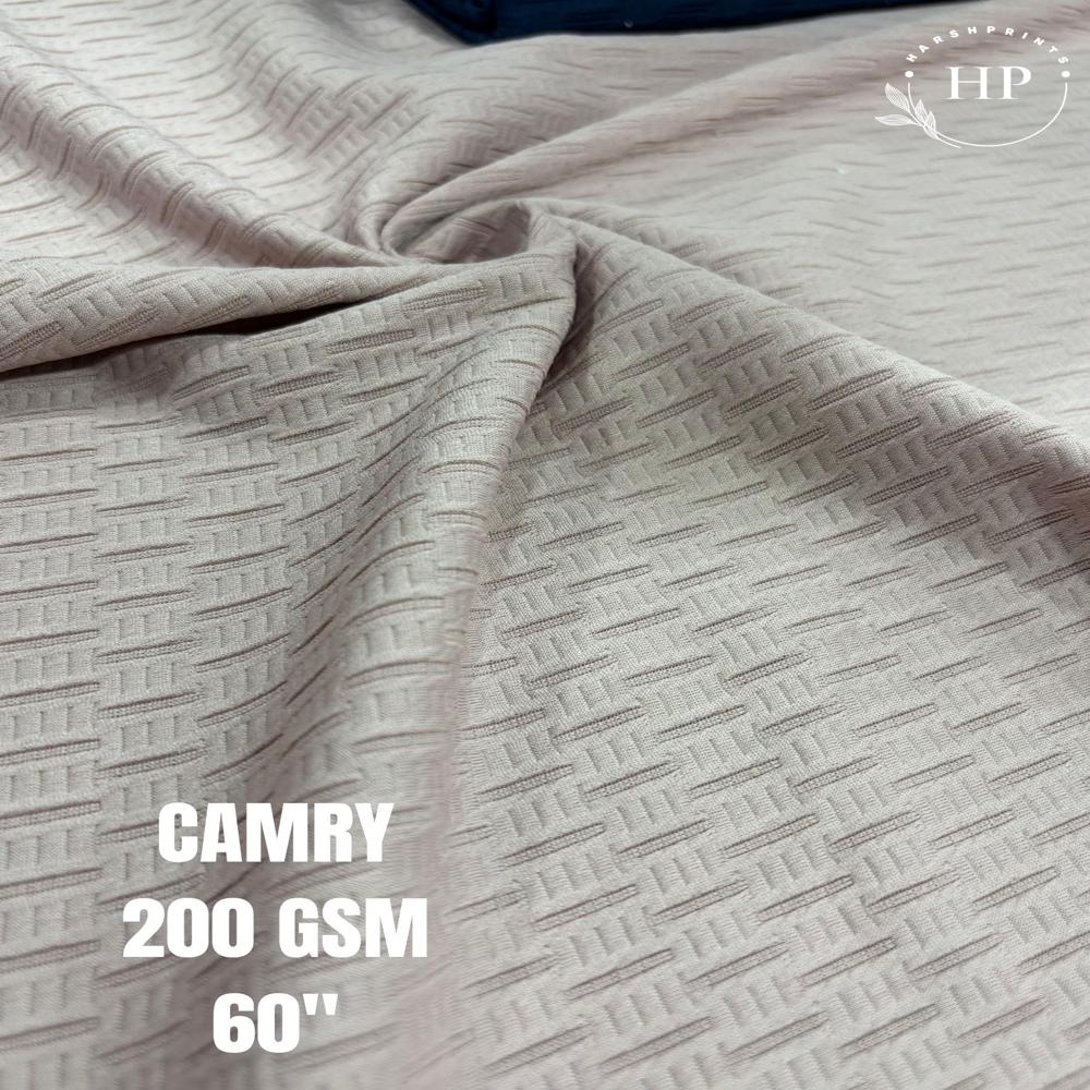CAMRY 200 GSM Structured Knit Polyester Lycra Fabric for T-Shirts & Co-Ord Sets