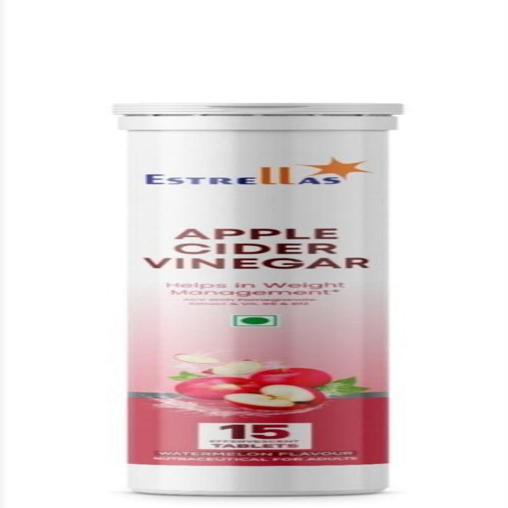 ESTRELLAS Apple Cider Vinegar Effervescent Tablet - White to Off-White, Watermelon Flavor | Vitamin B6, B12, Fast Absorption for Adults