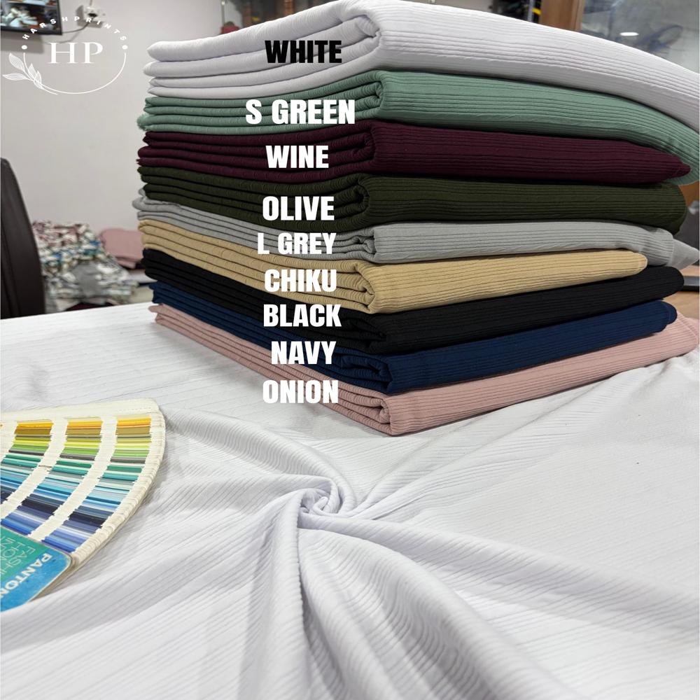 Habibi Structured Knit 190 GSM Polyester Lycra Fabric for T-Shirts & Co-Ord Sets