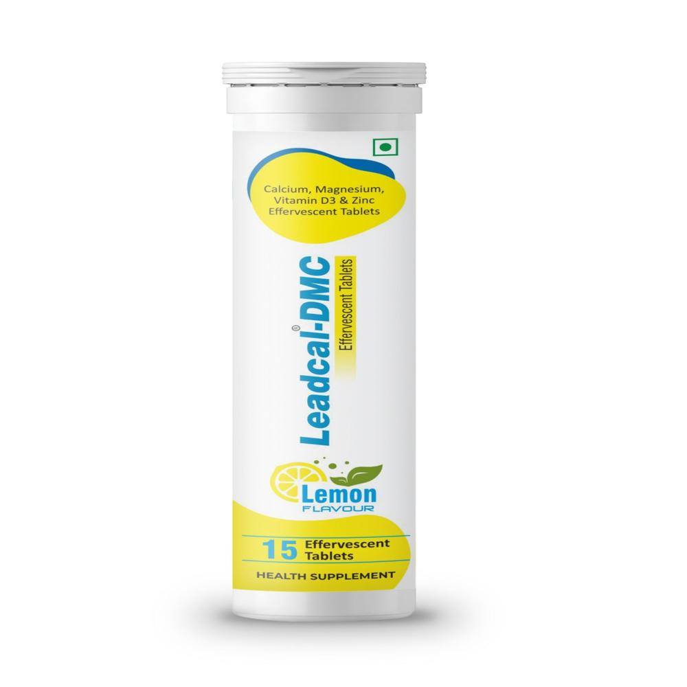 Leadcal-dmc Effervescent Tablet - Calcium D3 Magnesium Zinc Blend, Light Orange, Sugar-free, 10 Tablets Tube