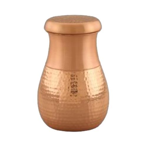 Copper Rajwadi Pot - Food Grade Copper, 2-10 Liters, Handcrafted Hammered Finish | Rajwadi Design, Fitted Lid, Side Handles