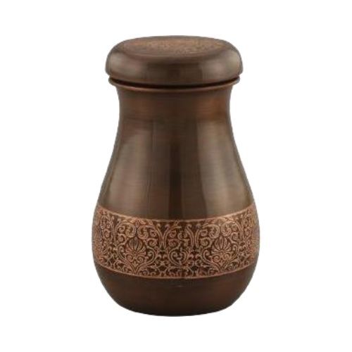 Copper Rajwadi Pot - Food Grade Copper, 2-10 Liters, Handcrafted Hammered Finish | Rajwadi Design, Fitted Lid, Side Handles