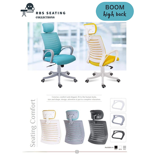 Boom High Back Chair - Mesh, 110-122 cm, Black with Chrome Base | Ergonomic Design, Adjustable Height, Synchro-Tilt, Lumbar Support