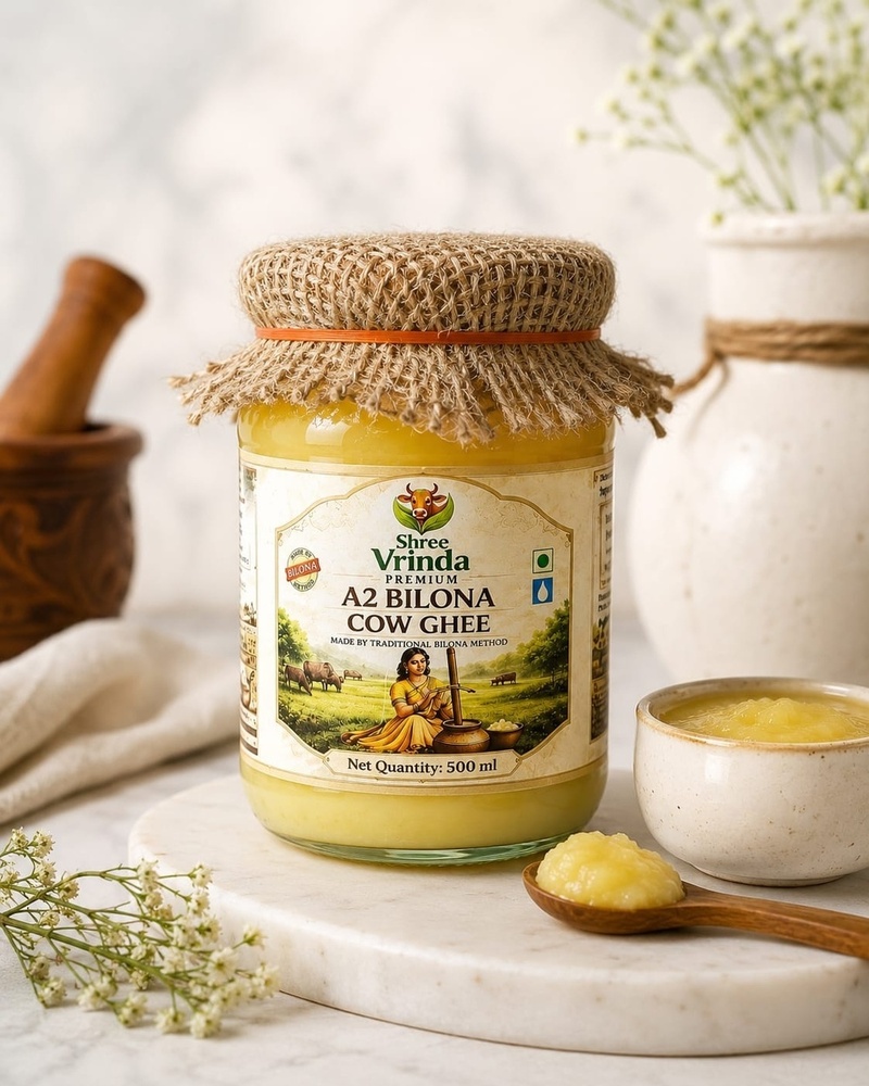 A2 Bilona Cow Ghee 500 ml  Glass Jar