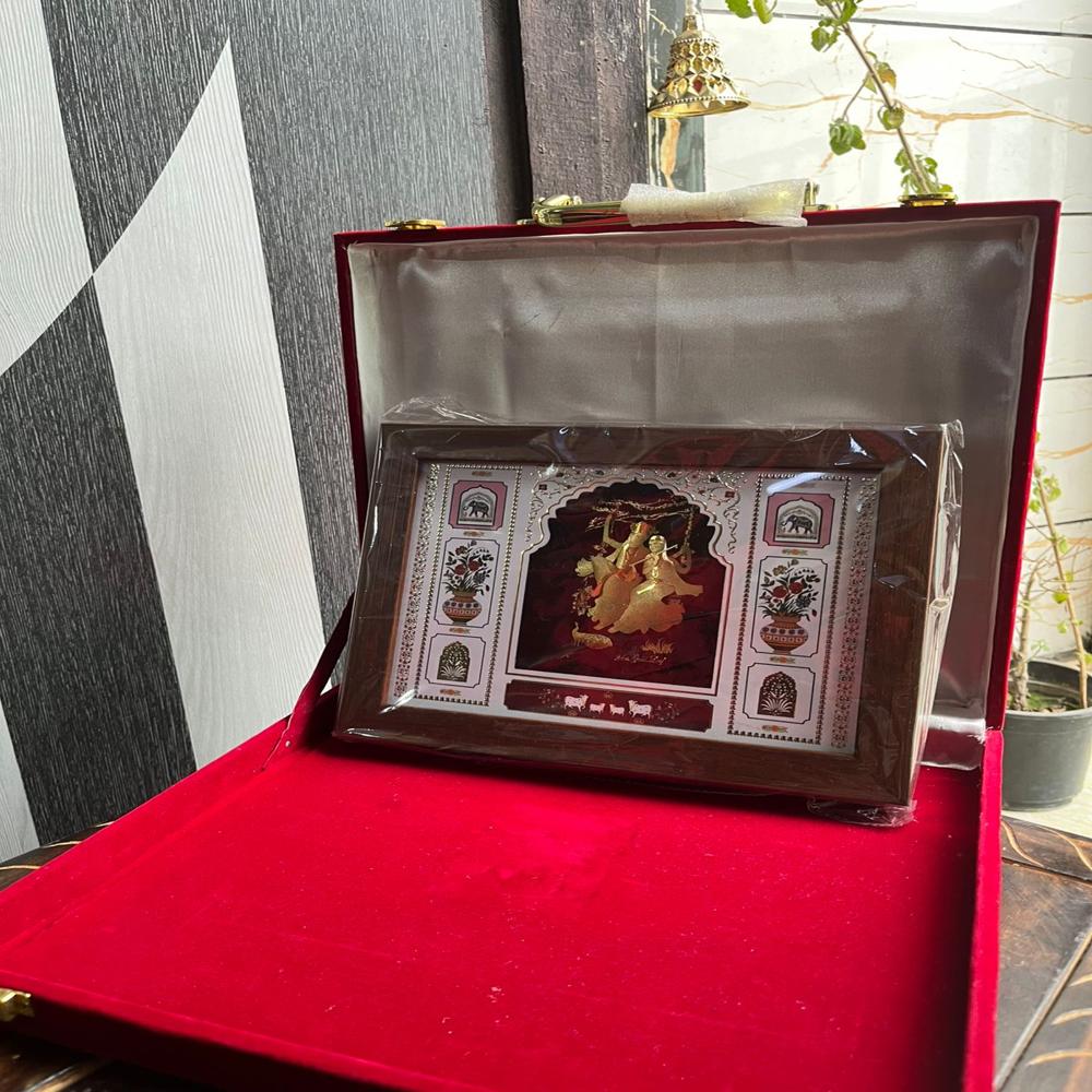 Radha Krishna gold leaf photo frame
