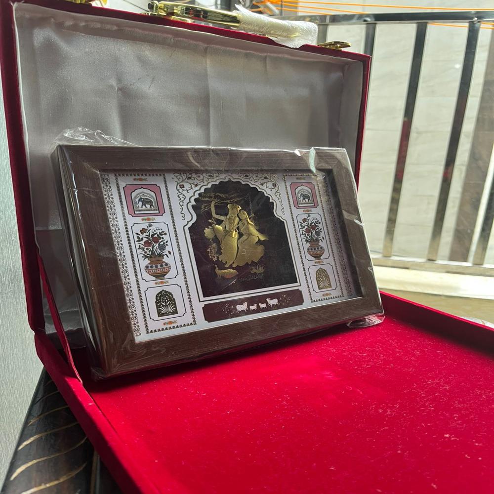Radha Krishna gold leaf photo frame