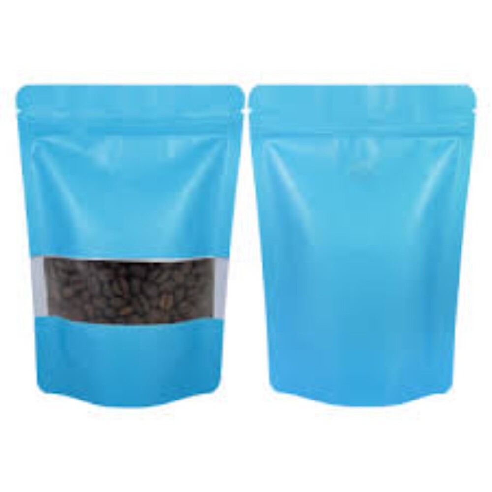 Matt Blue Standy Zipper Pouch