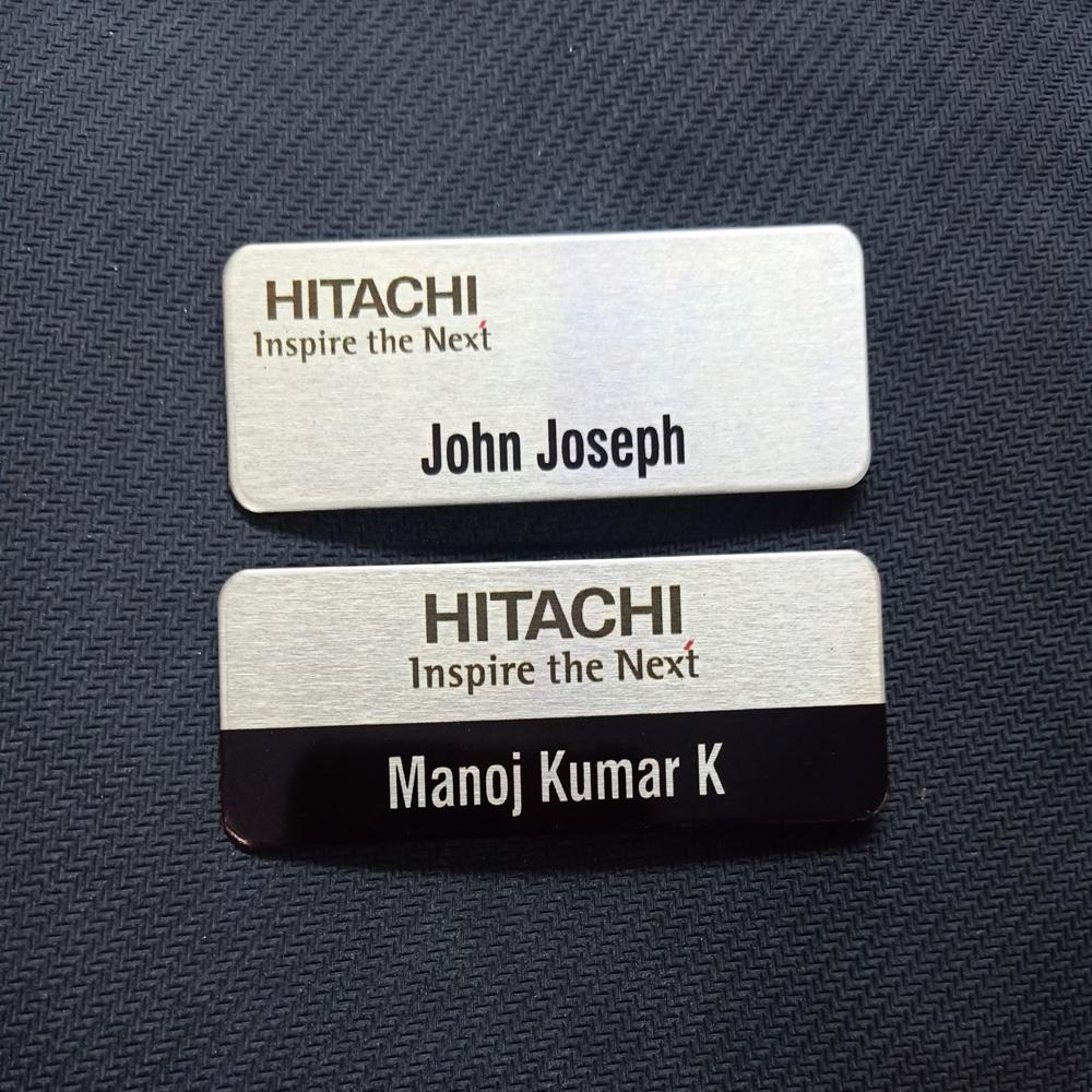 Personalized Name Badges - Metal, 1x3 Inches, Multi Color | Pin Type, Magnetic Feature, Custom Logo Design