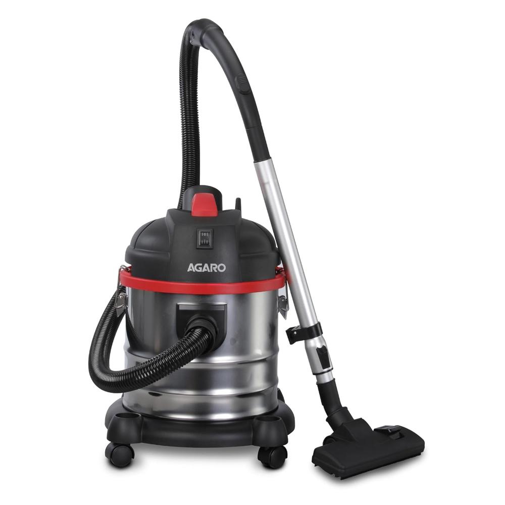 AGARO Ace Wet & Dry Vacuum Cleaner for Home, 1600 Watts, 21.5 kPa Suction Power, 21 litres Tank Capacity, for Home Use, Blower Function, Washable 3L Dust Bag, Stainless Steel Body 33290