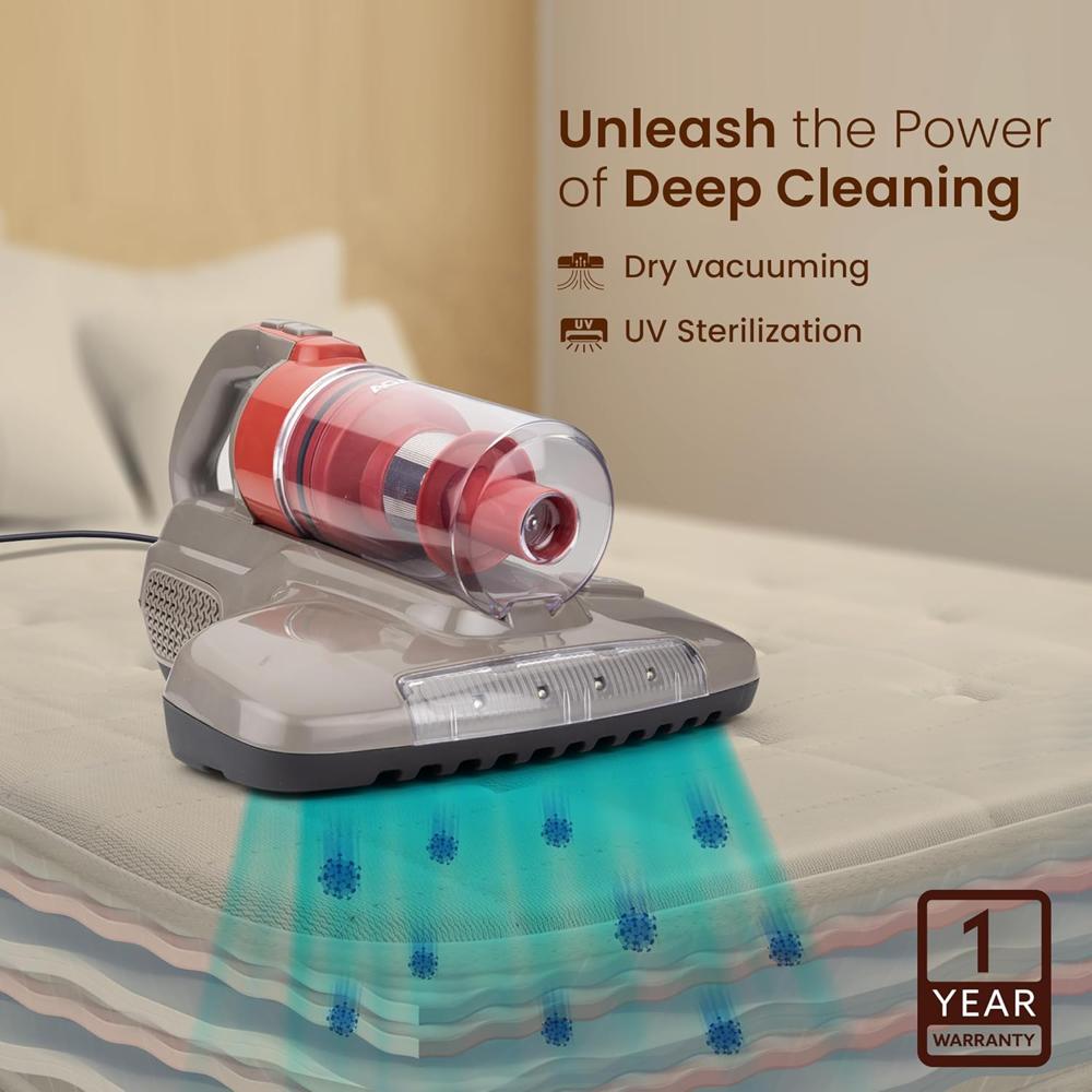 AGARO Grand Bed Vacuum Cleaner, Mite Remover, Cyclonic Technology for Dust Collection, UV Light Sterilization, 12kPa Suction Power, Suitable for Bed, Sofa, Pillow & Other Fabric Surfaces 33993