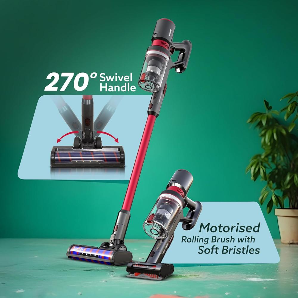 AGARO Supreme Cordless Stick Vacuum Cleaner, for Home Use, 2in1 Handheld & Stick, 400W Brushless Motor, 25 kPa Suction Power, 3 Adjustable Suction Modes, Adjustable Head, Bagless Dry Vacuuming 33830