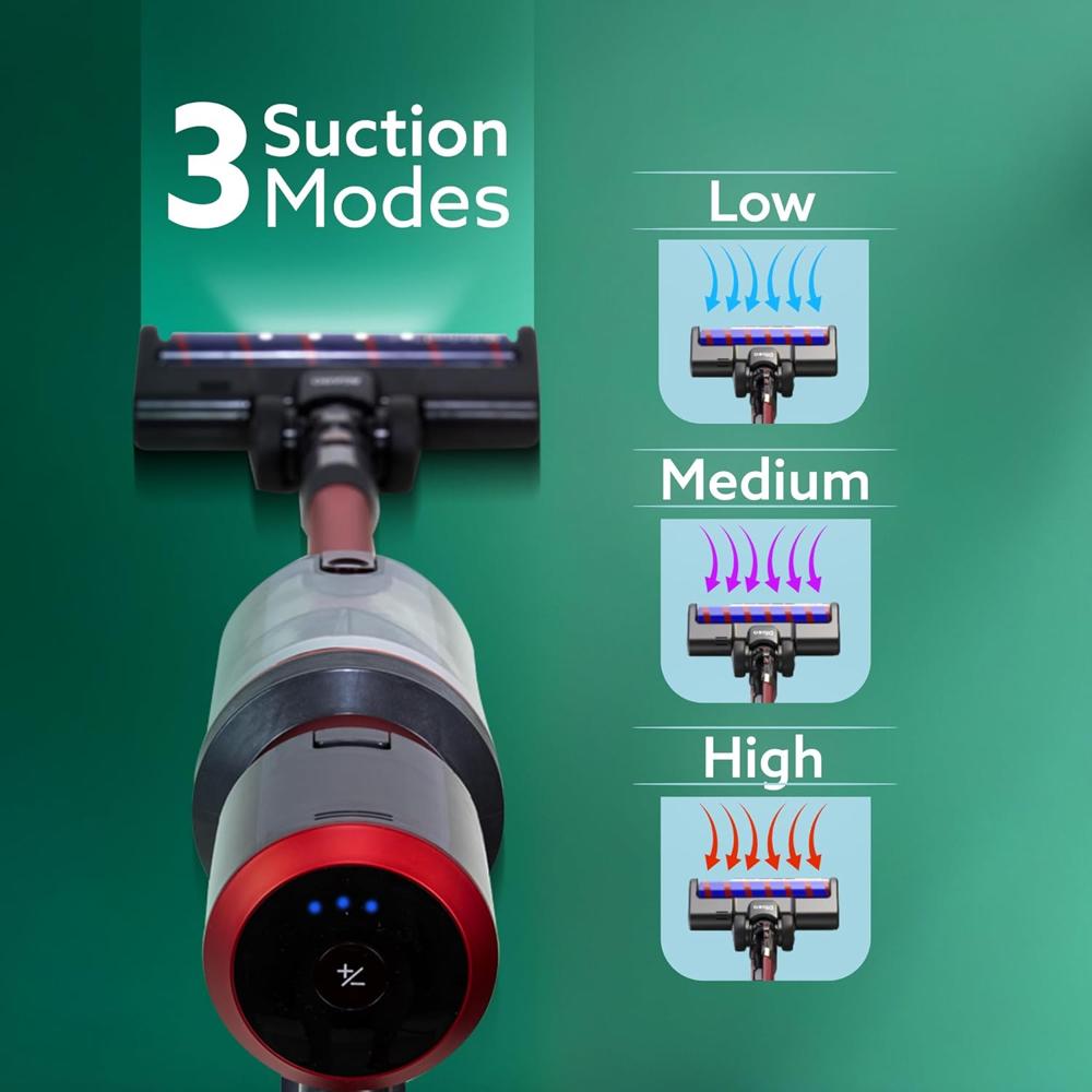 AGARO Supreme Cordless Stick Vacuum Cleaner, for Home Use, 2in1 Handheld & Stick, 400W Brushless Motor, 25 kPa Suction Power, 3 Adjustable Suction Modes, Adjustable Head, Bagless Dry Vacuuming 33830