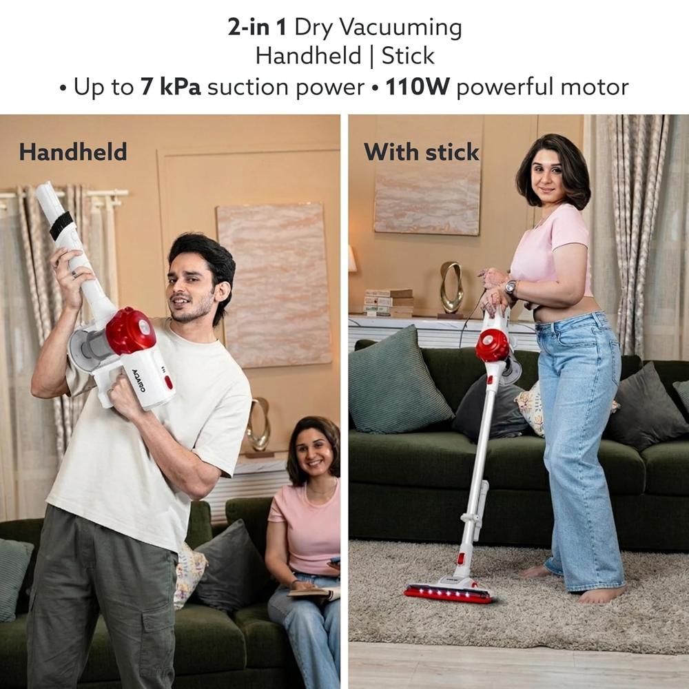 AGARO Regency Cordless Stick Vacuum Cleaner, Dry Vacuuming, 2 Suction Modes, 7 kPa Suction Power, Rechargeable Battery, Deep Clean Carpet to Hard Floor 33999