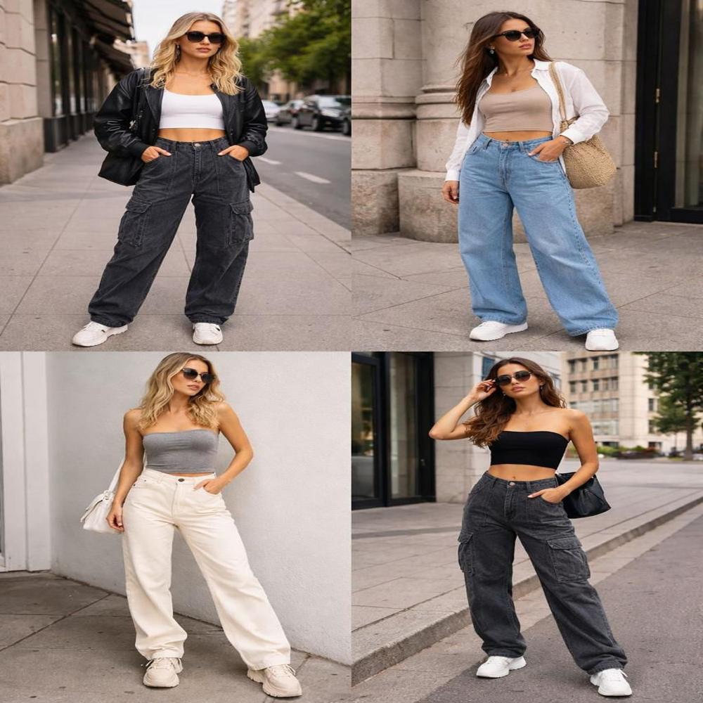 ladies baggy straight fit jeans