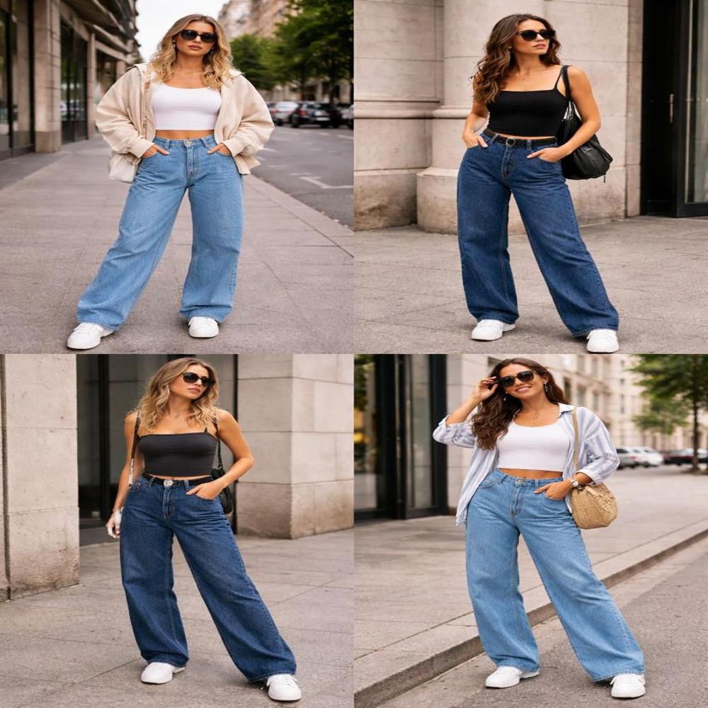 ladies baggy straight fit jeans