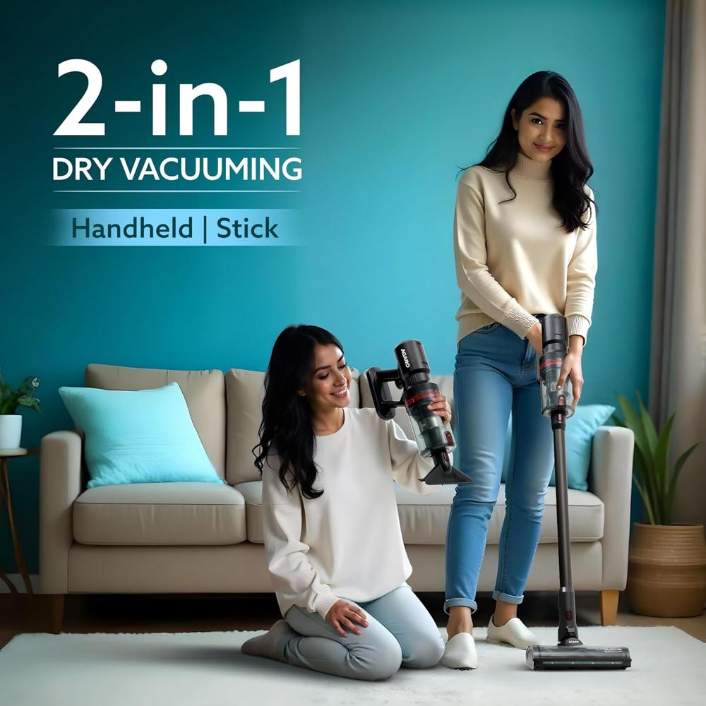 AGARO Imperial Cordless Stick Vacuum Cleaner, 2in1 Handheld & Stick, 500W Brushless Motor, 28 kPa Suction Power, 3 Adjustable Suction Modes, Rechargeable, Rotary Brush, Bagless 34044