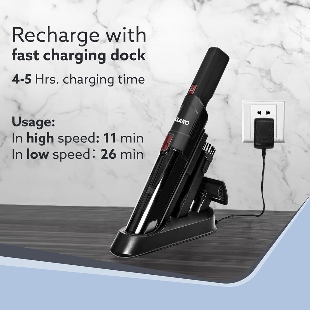 AGARO Sapphire Hand Held Vacuum Cleaner,Up to 15 kPa Powerful Suction with Fast Charging Dock, Rechargeable Portable Powerful Cleaner 34050