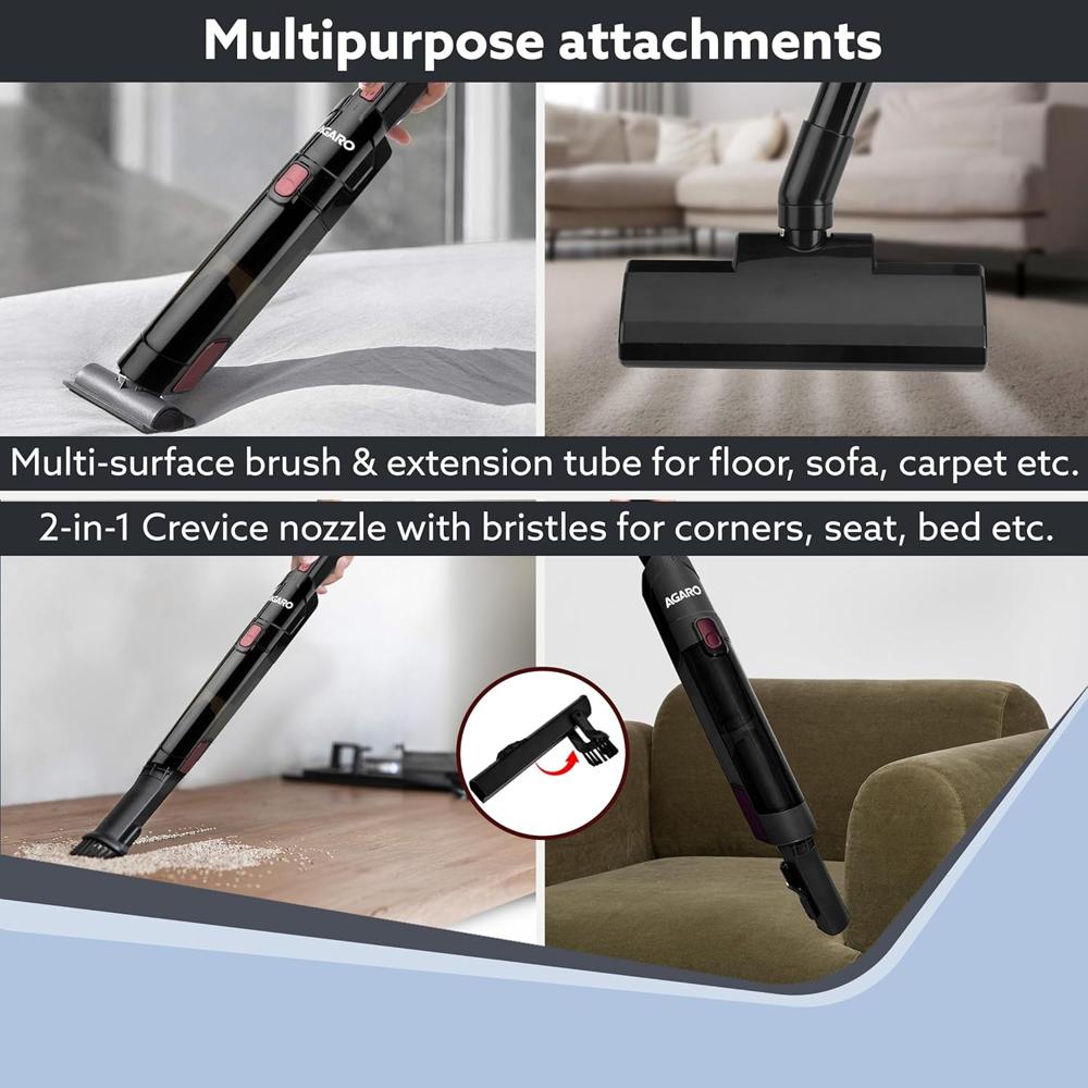 AGARO Sapphire Hand Held Vacuum Cleaner,Up to 15 kPa Powerful Suction with Fast Charging Dock, Rechargeable Portable Powerful Cleaner 34050