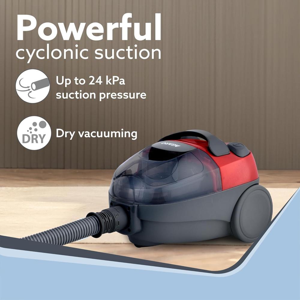 AGARO Primo Bagless Vacuum Cleaner, 1400Watts, Dry Vacuuming, 24 kPa Suction Power, 1.5L