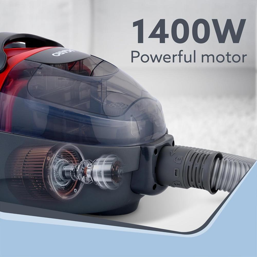 AGARO Primo Bagless Vacuum Cleaner, 1400Watts, Dry Vacuuming, 24 kPa Suction Power, 1.5L