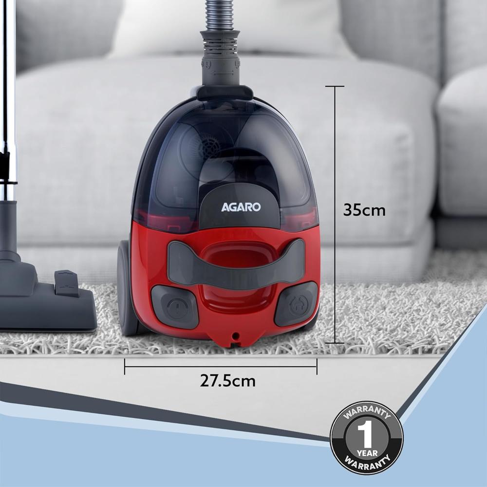 AGARO Primo Bagless Vacuum Cleaner, 1400Watts, Dry Vacuuming, 24 kPa Suction Power, 1.5L
