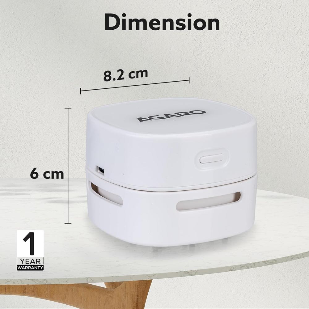AGARO Crown Mini Desk Vacuum Cleaner, Battery Operated, Use Upto 2.5 Hours, Mini Cordless Sweeper for Cleaning 34210