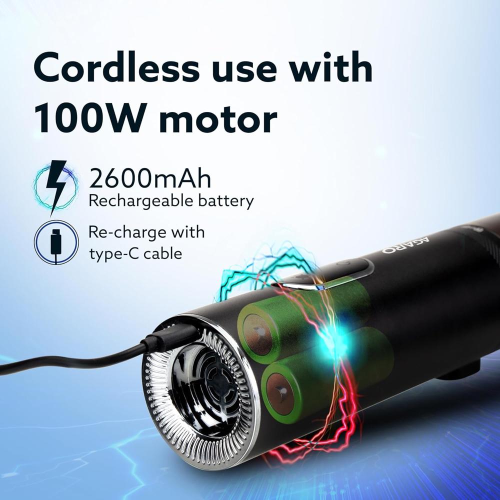 AGARO Royal Mini Hand Held Vacuum Cleaner, Portable Car Vacuum, 13 kPa Powerful Suction Vacuum Cleaner, Low Noise, 34218